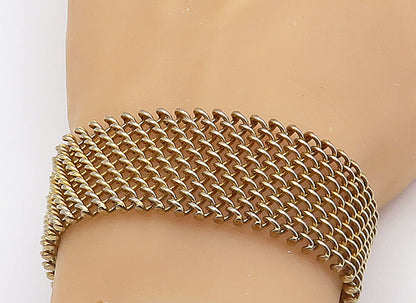 925 Sterling Silver  Vintage Shiny Minimalist Net Design Chain Bracelet BT1442