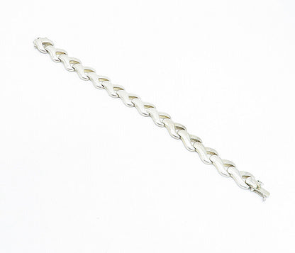 925 Sterling Silver  Vintage Shiny Smooth Wrench Link Chain Bracelet  BT2408