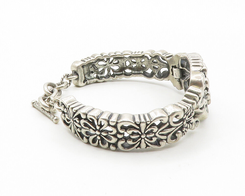 CAROLYN POLLACK RELIOS 925 Sterling Silver Vintage Floral Chain Bracelet  BT5561