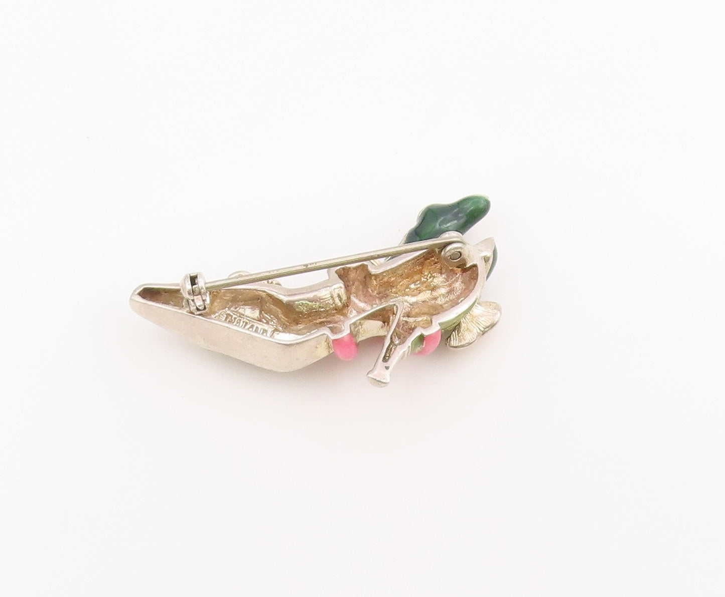 925 Sterling Silver Vintage Brooch Enamel High Heel Shoe With Vines Pin  BP12153