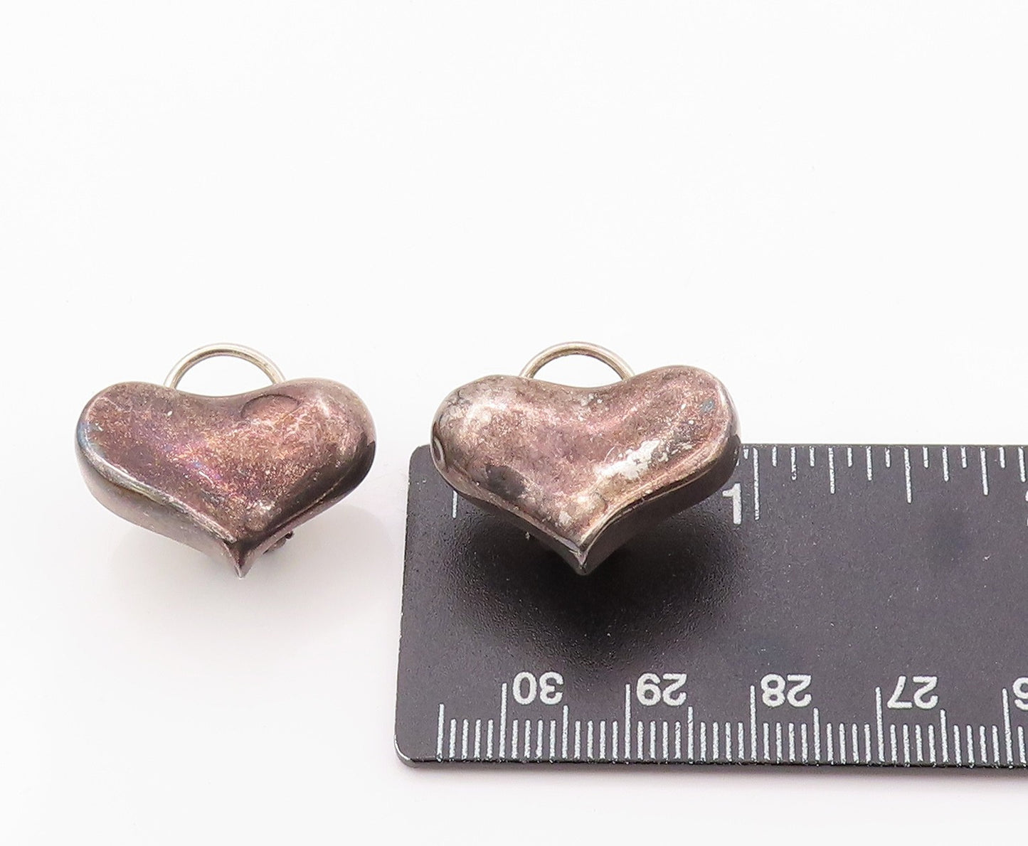 925 Sterling Silver Vintage Earrings ANGELA CUMMINGS Dark Tone Heart  EG13476