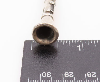925 Sterling Silver Vintage Pin Collector Solid Carved Clarinet  TR3924
