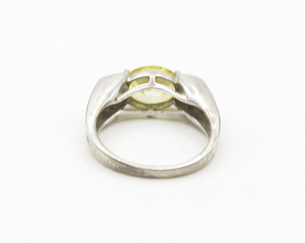 MEDA 925 Silver  Yellow Cubic Zirconia Love Hearts Band Ring Sz 7  RG17870