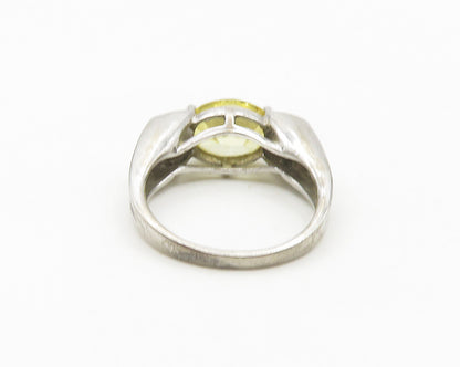 MEDA 925 Silver  Yellow Cubic Zirconia Love Hearts Band Ring Sz 7  RG17870