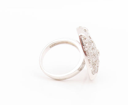 925 Sterling Silver Vintage Ring CZ Openwork Floral Petals Band  Sz 7  RG35763