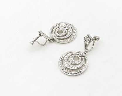925 Sterling Silver  Sparkling Graduating Circles Non Pierce Earrings  EG8251