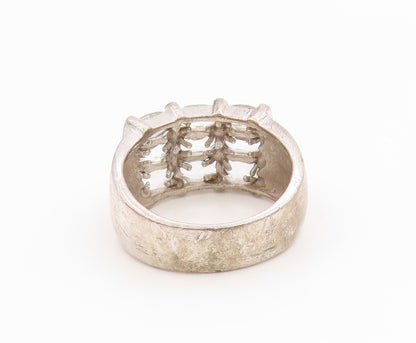 925 Sterling Silver Vintage Ring Classic White Topaz Statement Band Sz 7 RG36060