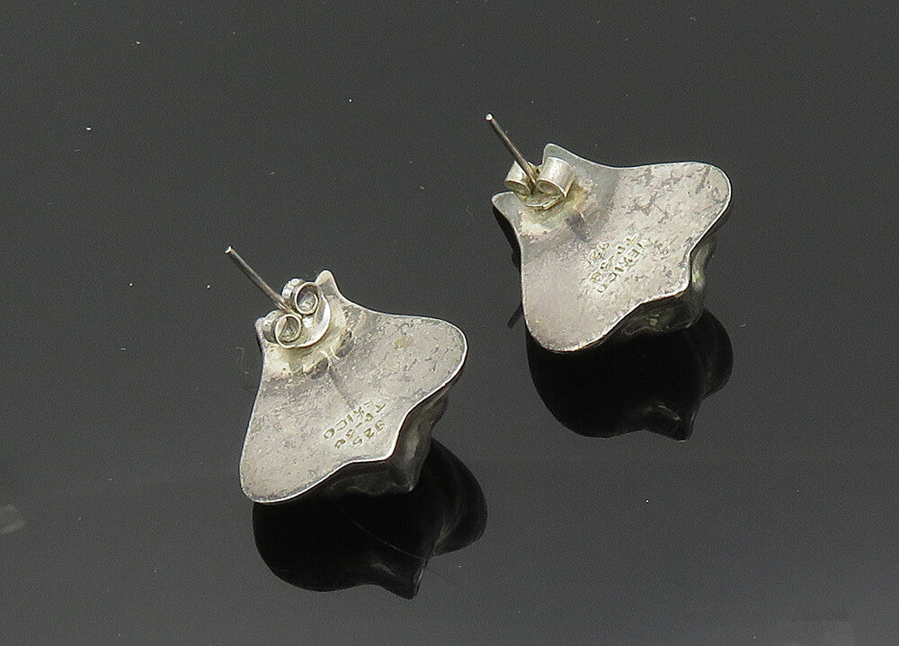 MEXICO 925 Sterling Silver  Vintage Dark Tone Hollow Drop Earrings  EG9980