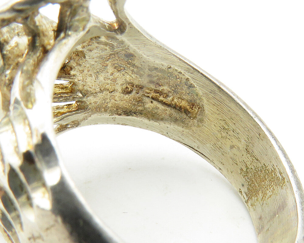 925 Sterling Silver  Vintage Diamond Cut Split Swirl Band Ring Sz 6  RG11693