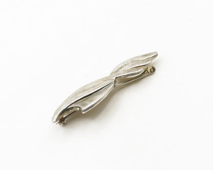 925 Sterling Silver  Vintage Shiny Smooth Ribbon Motif Brooch Pin  BP7470
