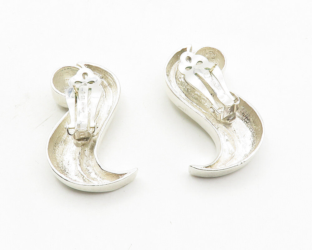 925 Sterling Silver & 14K GOLD  Vintage Shiny Swirl Drop Earrings  EG5474