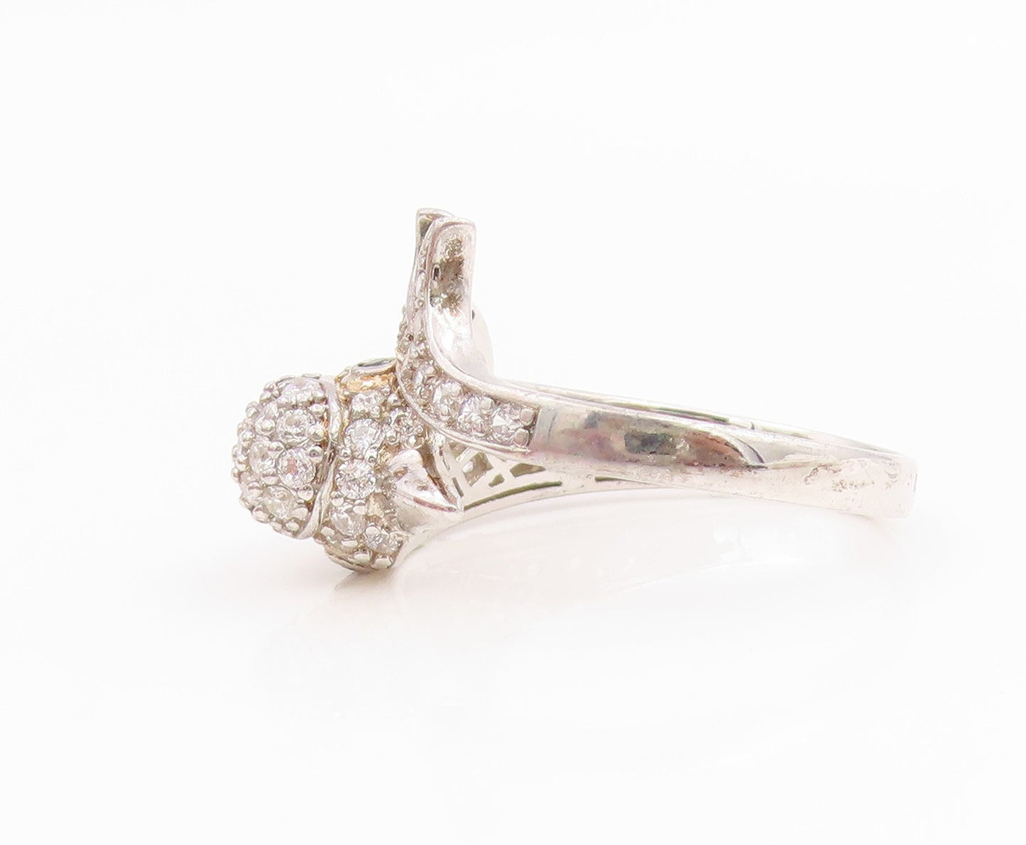 925 Sterling Silver Vintage Ring Spinel & CZ Dolphin Motif Band  Sz 7  RG35761