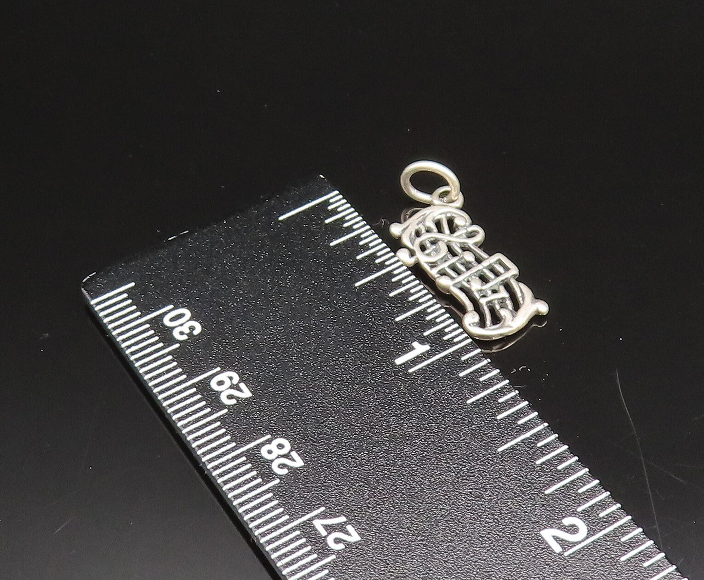 925 Sterling Silver  Vintage Treble Clef With Musical Notes Pendant  PT21043