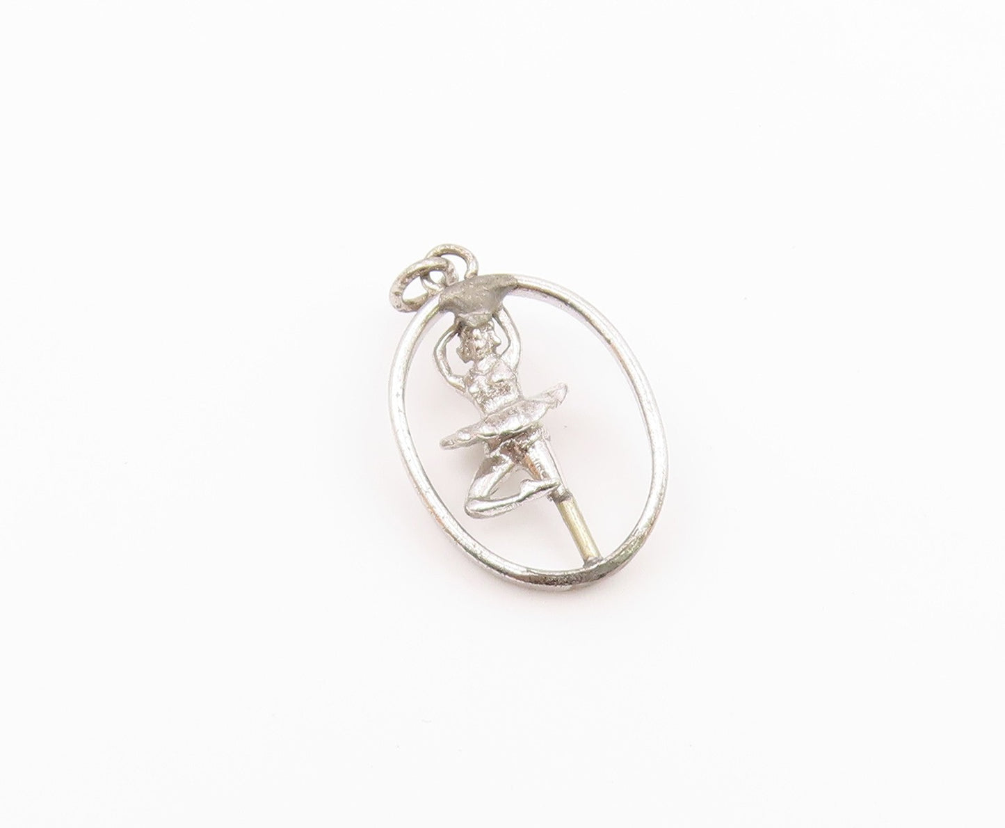 925 Sterling Silver  Vintage Shiny Ballet Dancer Petite Pendant  PT18464