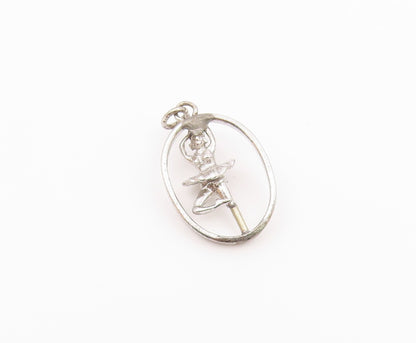 925 Sterling Silver  Vintage Shiny Ballet Dancer Petite Pendant  PT18464