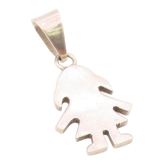MEXICO 925 Sterling Silver  Vintage Little Girl Silhouette Pendant  PT17645