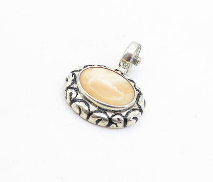 ESPO 925 Sterling Silver  Vintage Mother Of Pearl Swirl Dome Pendant  PT3608