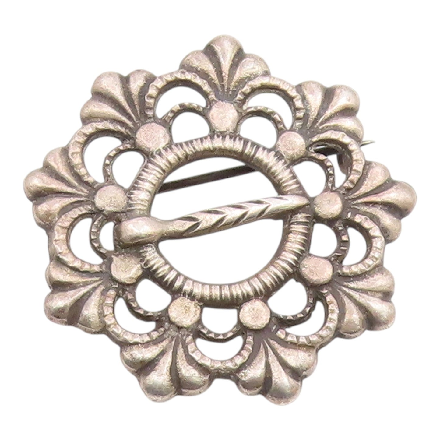 AKSEL HOLMSEN NORWAY 925 Silver  Vintage Antique Round Open Brooch Pin  BP8168