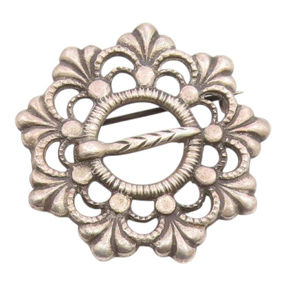 AKSEL HOLMSEN NORWAY 925 Silver  Vintage Antique Round Open Brooch Pin  BP8168