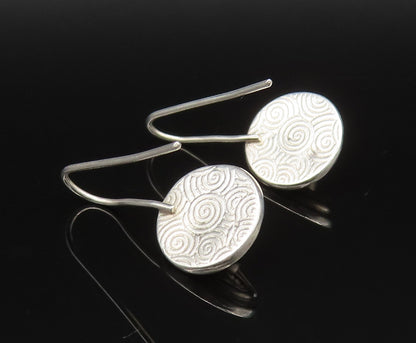 925 Sterling Silver  Vintage Cabochon Amethyst Round Spiral Earrings  EG11880