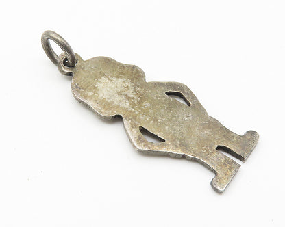 925 Sterling Silver  Vintage Oxidized Little Girl Etched Detail Pendant PT8437