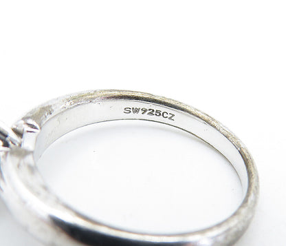 925 Sterling Silver  Prong Set Cubic Zirconia Solitaire Ring Sz 7  RG7646