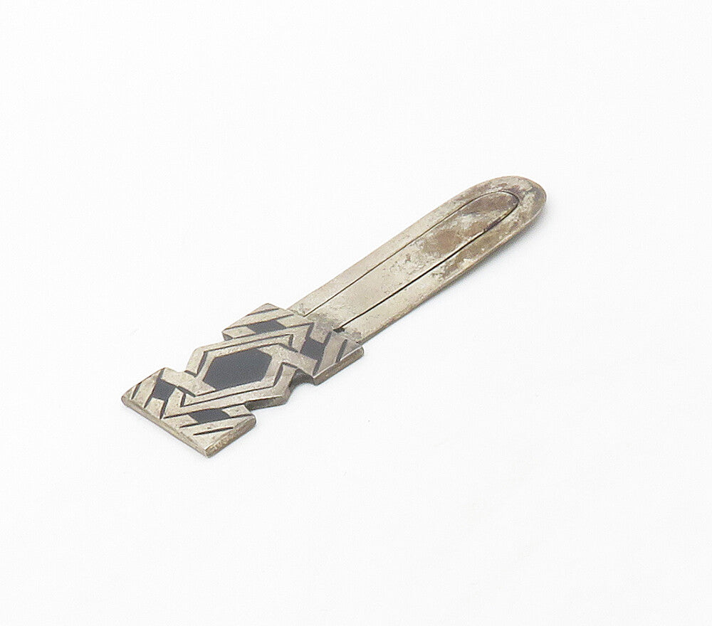 MEXICO 925 Sterling Silver  Vintage Inlaid Black Onyx Book Mark  TR2282