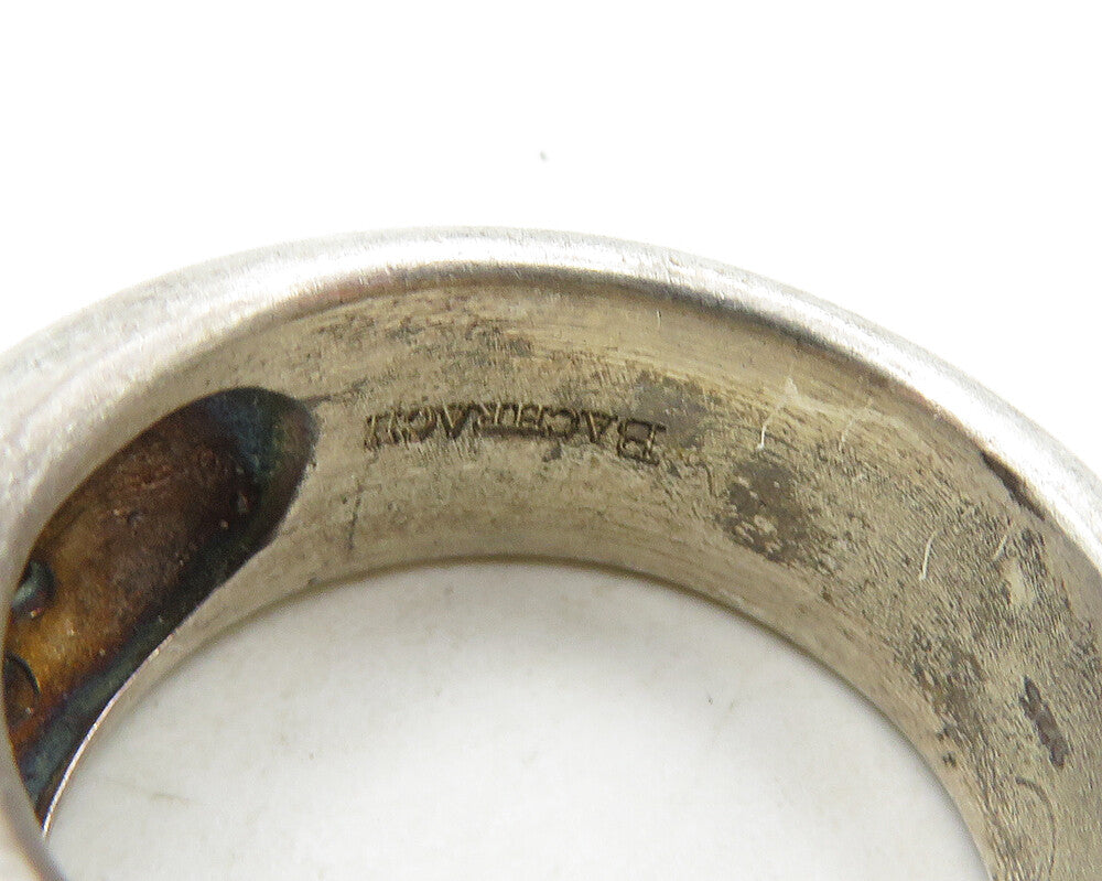 BACHRACH 925 Silver  Vintage Dark Tone Cutout Pattern Band Ring Sz 8  RG19619