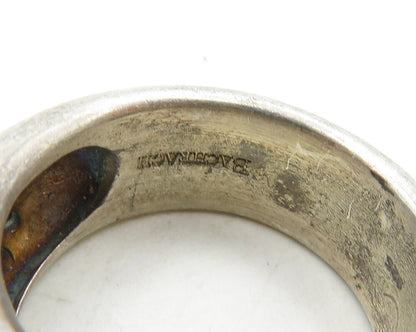 BACHRACH 925 Silver  Vintage Dark Tone Cutout Pattern Band Ring Sz 8  RG19619