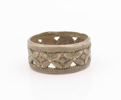 925 Sterling Silver Vintage Ring Classic Openwork Floral Band  Sz 7  RG35586