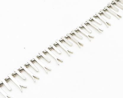 925 Sterling Silver  Vintage Shiny Split Bar Link Heavy Chain Necklace  NE2791