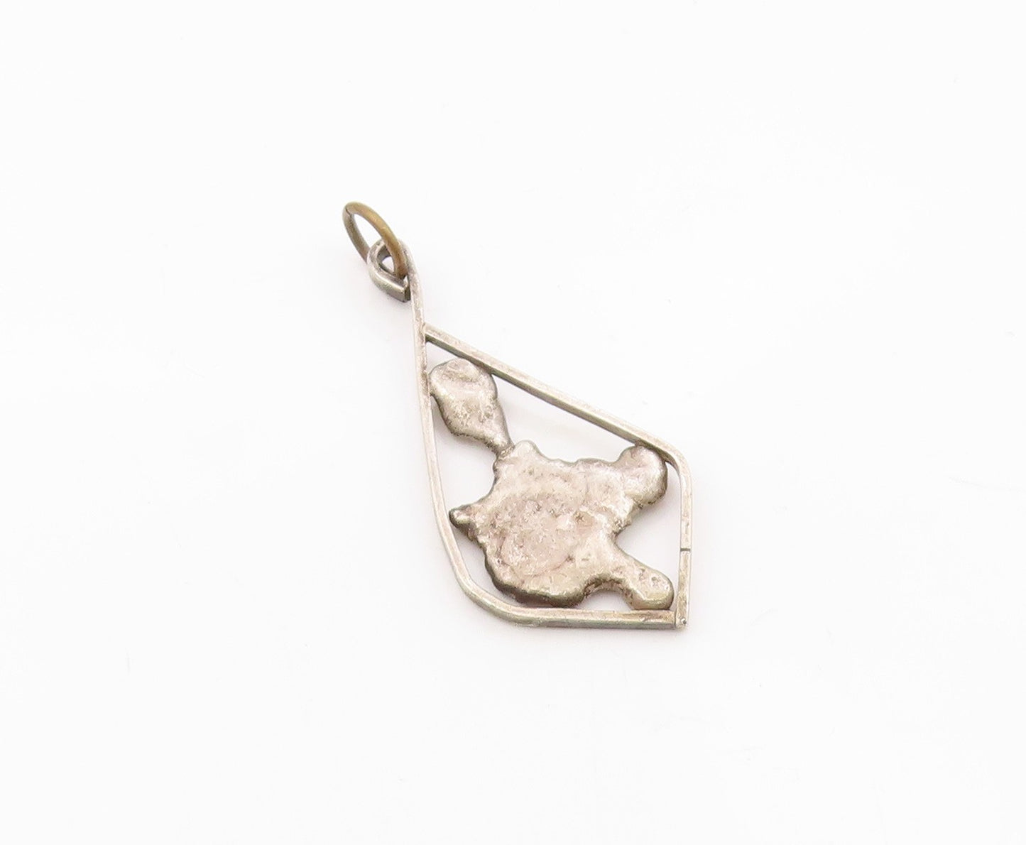 925 Silver  Vintage Modernist Abstract Open Diamond Shaped Pendant  PT20831