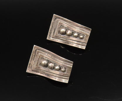 PAT AREIAS 925 Silver  Vintage Graduated Beads Wavy Clip Earrings  EG12192
