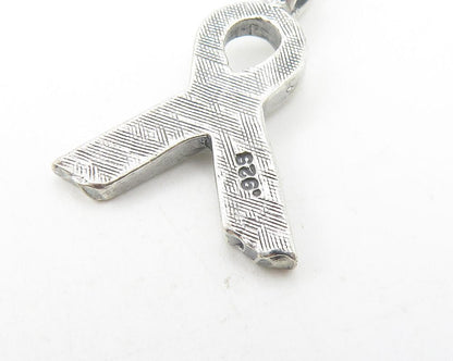 925 Sterling Silver  Vintage Petite Ribbon Motif Smooth Drop Pendant  PT9228