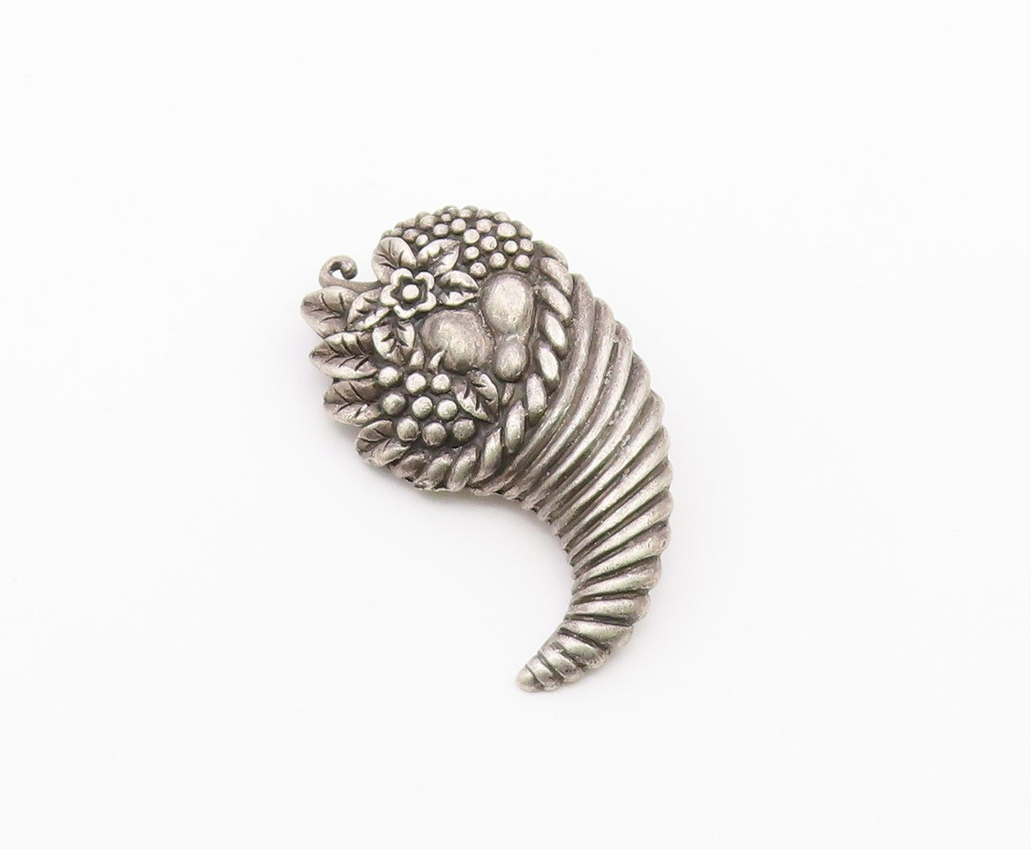 925 Sterling Silver  Vintage Dark Tone Flower Basket Cone Brooch Pin  BP6540