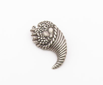 925 Sterling Silver  Vintage Dark Tone Flower Basket Cone Brooch Pin  BP6540