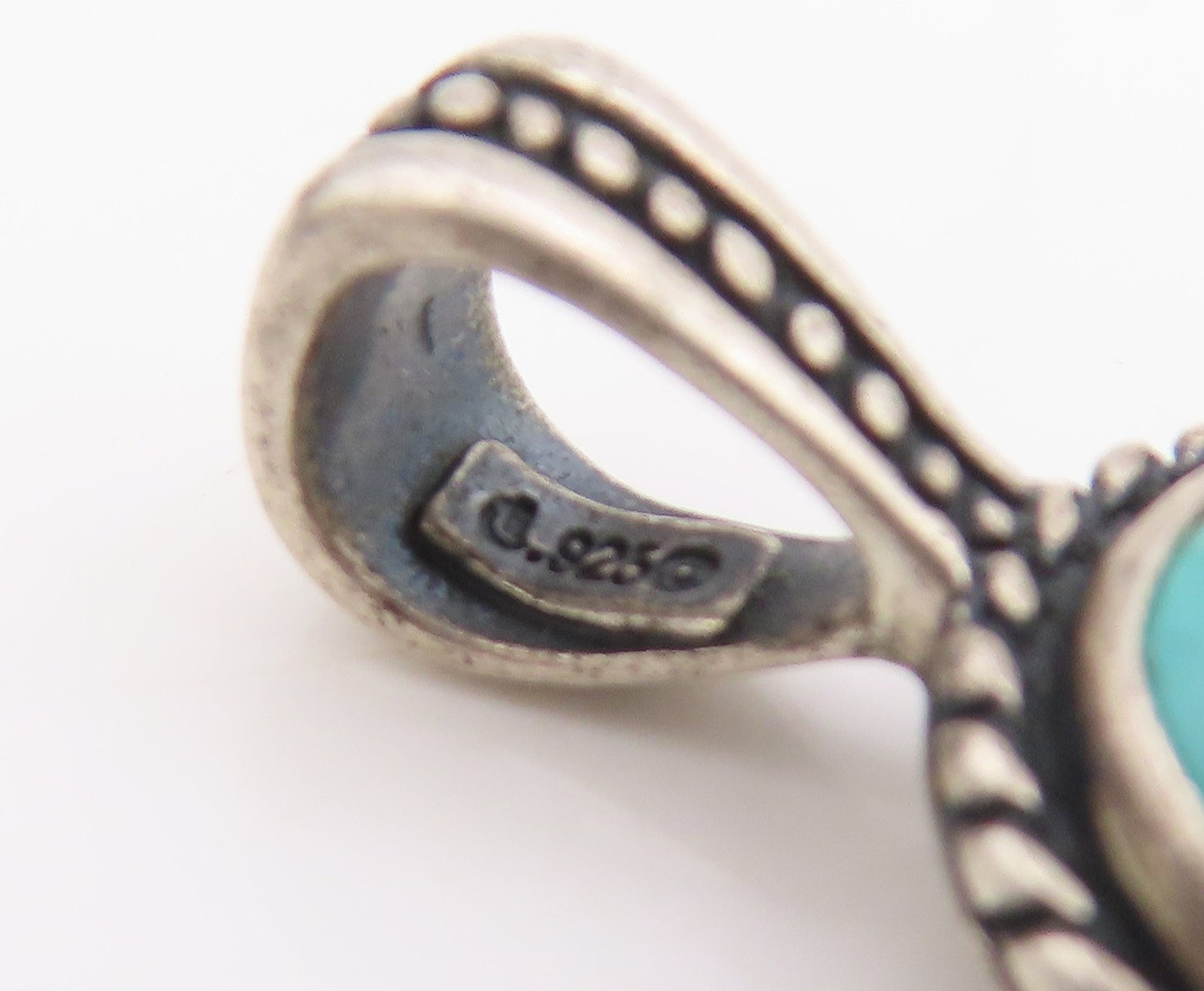 925 Sterling Silver Vintage Pendant CAROLYN POLLACK Oval Turquoise Charm PT24799
