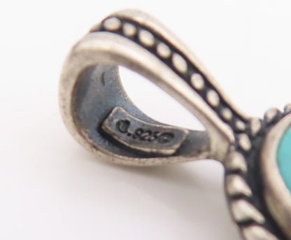 925 Sterling Silver Vintage Pendant CAROLYN POLLACK Oval Turquoise Charm PT24799