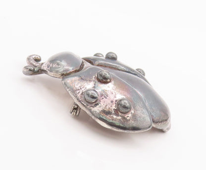 925 Sterling Silver Vintage Brooch Pin ISRAEL Carved Large Puffed Bug  BP10683
