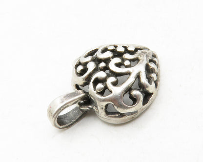 925 Sterling Silver  Vintage Petite Love Heart Swirl Dome Drop Pendant  PT9847