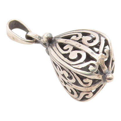 925 Sterling Silver Vintage Pendant Classic Scrollwork Cutout Drop Charm PT26056