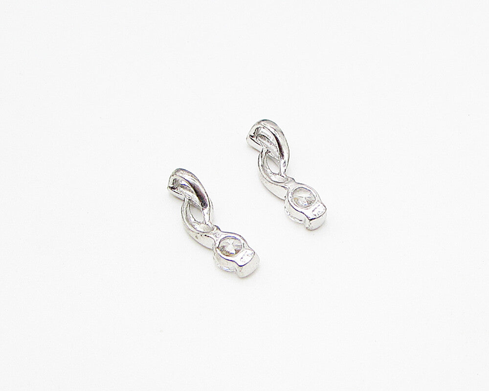 925 Sterling Silver  Lot of 2 White Cubic Zirconia Slider Pendant  PT1946