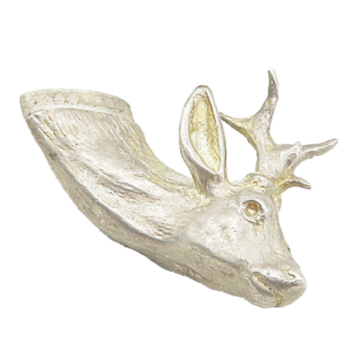 925 Sterling Silver  Vintage Sculpted Deer's Head Motif Animal Trinket  TR1493