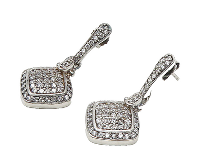 ESPO 925 Silver  Vintage Cubic Zirconia Encrusted Dangle Earrings  EG10687