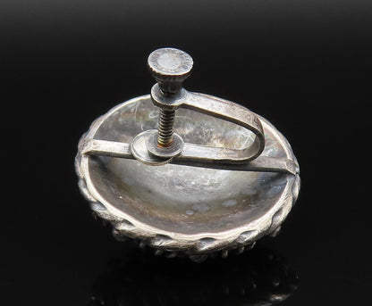 925 Sterling Silver  Vintage Round Multi Flower Screw Back Earrings  EG11842