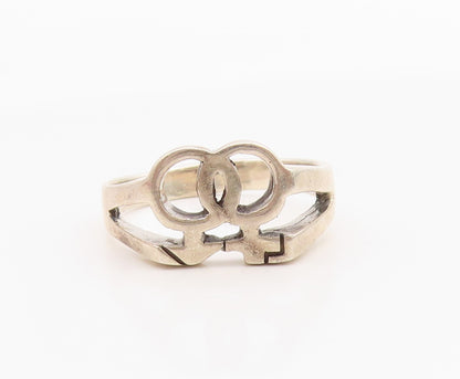 925 Sterling Silver Vintage Ring Interlocking Gender Symbol Band Sz 12.5 RG36309