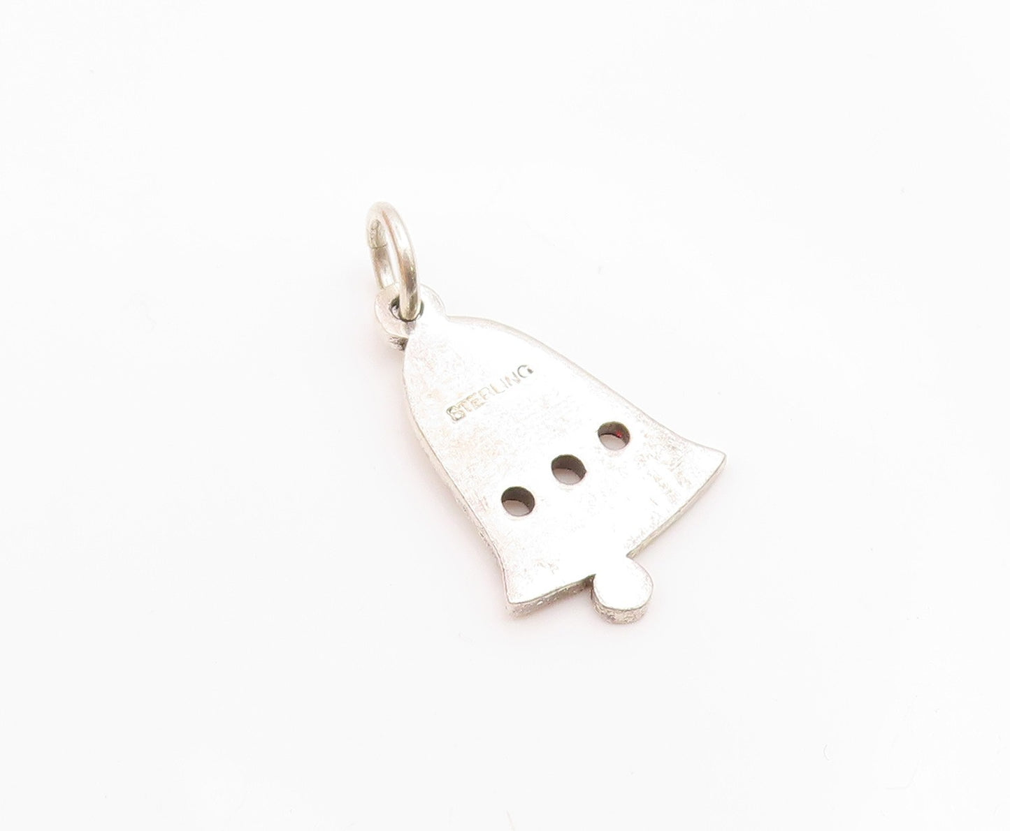 925 Sterling Silver  Vintage Shiny Cutout Bell Drop Pendant  PT17387