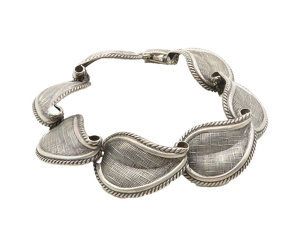 DANECRAFT 925 Sterling Silver  Vintage Floral Leaf Chain Bracelet  BT4825