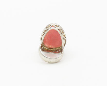 STARBORN 925 Silver Vintage Rhodochrosite Cutout Cocktail Ring Sz 8 RG18332