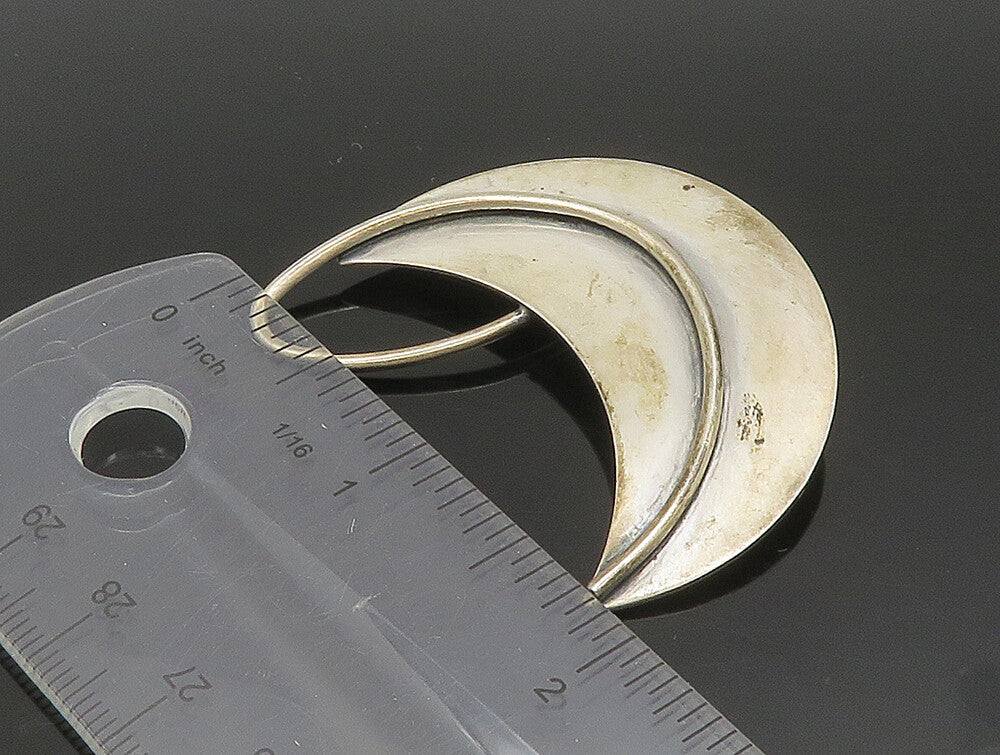 925 Sterling Silver  Vintage Modernist Crescent Moon Brooch Pin  BP9425